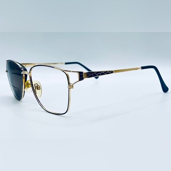 Vintage Menrad Gold Blue Oval Sunglasses Frames Only - Picture 2 of 8